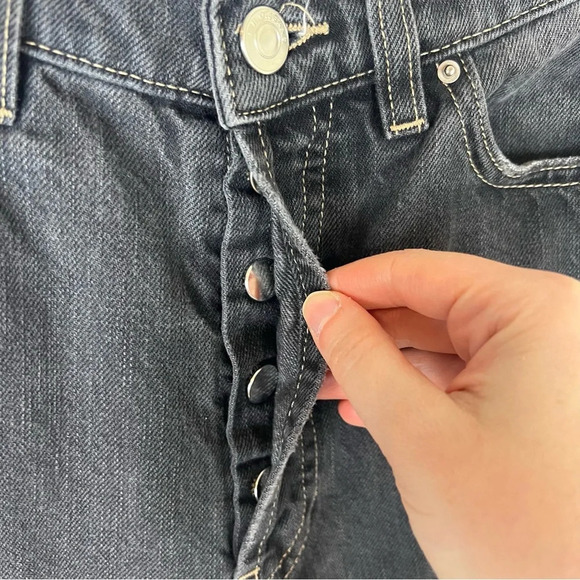 Iro High Rise Straight Leg Raw Hem Washed Black Jeans Size 27 - Picture 3 of 5